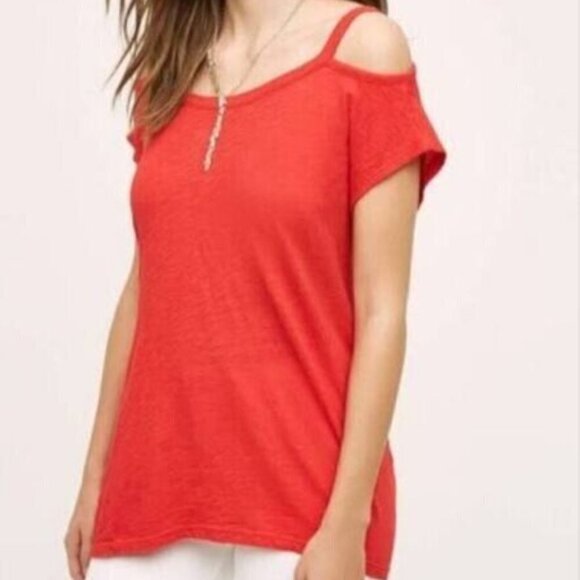 NWT Anthropologie Left Of Center Red Off the Shoulder‎ Top - Picture 2 of 6